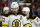RALEIGH, NORTH CAROLINA - MAY 14: Brad Marchand #63 of the Boston Bruins looks on during the second period in Game Seven of the First Round of the 2022 Stanley Cup Playoffs against the Carolina Hurricanes at PNC Arena on May 14, 2022 in Raleigh, North Carolina. (Photo by Jared C. Tilton/Getty Images)