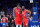 PHILADELPHIA, PA - MAY 8: Joel Embiid #21 of the Philadelphia 76ers and James Harden #1 of the Philadelphia 76ers talk during Game 4 of the 2022 NBA Playoffs Eastern Conference Semifinals on May 8, 2022 at Wells Fargo Center in Philadelphia, Pennsylvania. NOTE TO USER: User expressly acknowledges and agrees that, by downloading and/or using this Photograph, user is consenting to the terms and conditions of the Getty Images License Agreement. Mandatory Copyright Notice: Copyright 2022 NBAE (Photo by Jesse D. Garrabrant/NBAE via Getty Images)