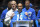 DETROIT, MICHIGAN - OCTOBER 31: Chris Spielman, left, embraces William White, both former Detroit Lions players, during the Pride of the Lions celebration during halftime in the game against the Philadelphia Eagles at Ford Field on October 31, 2021 in Detroit, Michigan. (Photo by Rey Del Rio/Getty Images)