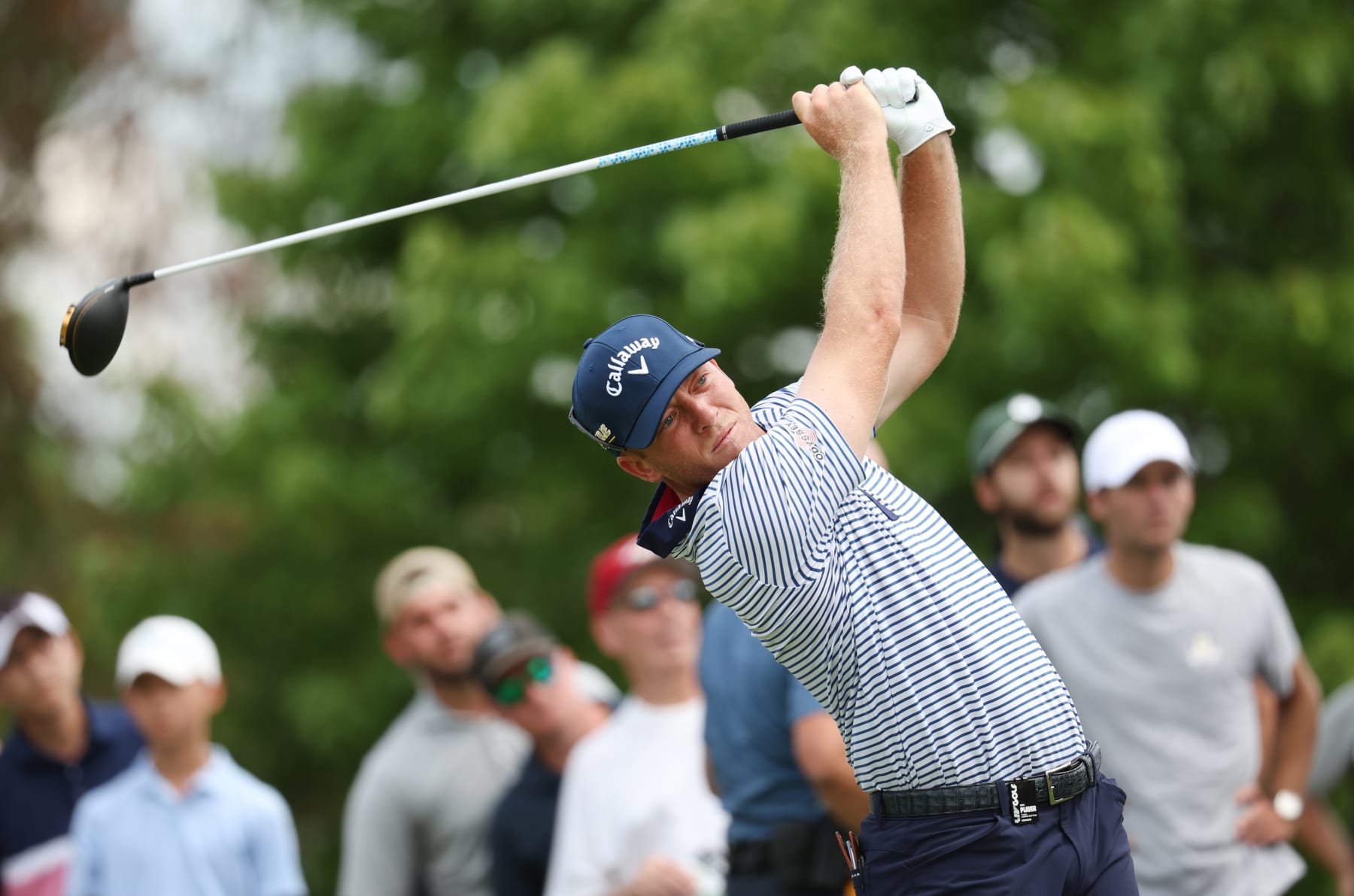 BEDMINSTER, NEW JERSEY - JULY 31: Talor Gooch of 4 Aces GC plays his shot from the fifth tee during day three of the LIV Golf Invitational - Bedminster at Trump National Golf Club Bedminster on July 31, 2022 in Bedminster, New Jersey. (Photo by Jonathan Ferrey/LIV Golf via Getty Images)