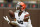 Cleveland Browns wide receiver David Bell (18) makes a catch as he warms up before an NFL preseason football game against the Philadelphia Eagles in Cleveland, Sunday, Aug. 21, 2022. (AP Photo/Ron Schwane)