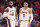 MIAMI, FLORIDA - JANUARY 23: LeBron James #6 and Russell Westbrook #0 of the Los Angeles Lakers look on against the Miami Heat at FTX Arena on January 23, 2022 in Miami, Florida. NOTE TO USER: User expressly acknowledges and agrees that, by downloading and or using this photograph, User is consenting to the terms and conditions of the Getty Images License Agreement.  (Photo by Michael Reaves/Getty Images)