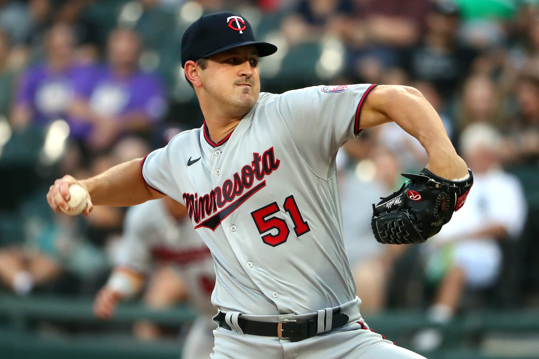 CHICAGO, ILLINOIS - SEPTEMBER 03: Tyler Mahle #51 of the Minnesota Twins pitches against the Chicago White Sox in the first inning at Guaranteed Rate Field on September 03, 2022 in Chicago, Illinois. (Photo by Chase Agnello-Dean/Getty Images)