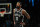 BROOKLYN, NY - OCTOBER 27: Kyrie Irving #11 of the Brooklyn Nets looks on during the game against the Dallas Mavericks on October 27, 2022 at Barclays Center in Brooklyn, New York. NOTE TO USER: User expressly acknowledges and agrees that, by downloading and or using this Photograph, user is consenting to the terms and conditions of the Getty Images License Agreement. Mandatory Copyright Notice: Copyright 2022 NBAE (Photo by Jesse D. Garrabrant/NBAE via Getty Images)