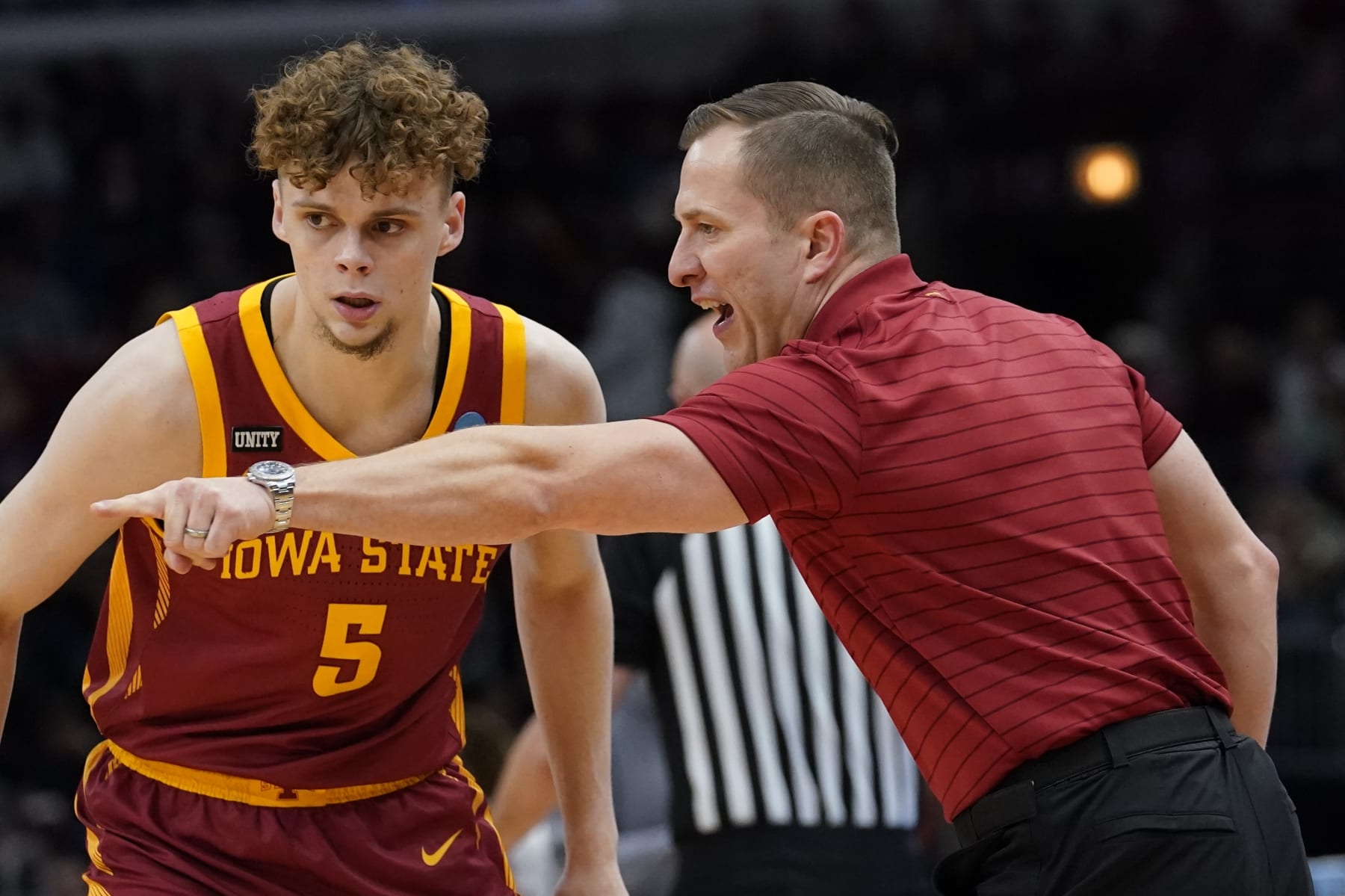 Iowa State's T.J. Otzelberger and Aljaz Kunc (5)