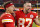 KANSAS CITY, MISSOURI - OCTOBER 10:  Patrick Mahomes #15 and Travis Kelce #87 of the Kansas City Chiefs celebrate after the Chiefs defeated the Las Vegas Raiders 30-29 to win the game at Arrowhead Stadium on October 10, 2022 in Kansas City, Missouri. (Photo by David Eulitt/Getty Images)