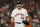 Houston Astros starting pitcher Justin Verlander (35) celebrates the third out during the sixth inning in Game 1 of baseball's American League Championship Series between the Houston Astros and the New York Yankees, Wednesday, Oct. 19, 2022, in Houston. (AP Photo/Eric Gay)