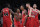 Chicago Bulls' DeMar DeRozan, third from right,, reacts after hitting the winning basket during the second half of an NBA basketball game against the New York Knicks, Friday, Dec. 23, 2022, in New York. (AP Photo/Seth Wenig)