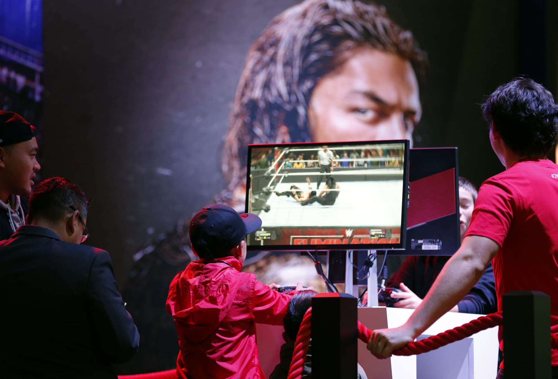 PARIS, FRANCE - OCTOBER 29: A gamer plays the video game 'WWE 2K20' developed and published by 2K Sports during the 'Paris Games Week' on October 29, 2019 in Paris, France. 'Paris Games Week' is an international trade fair for video games that runs from October 29 to November 03, 2019. (Photo by Chesnot/Getty Images)