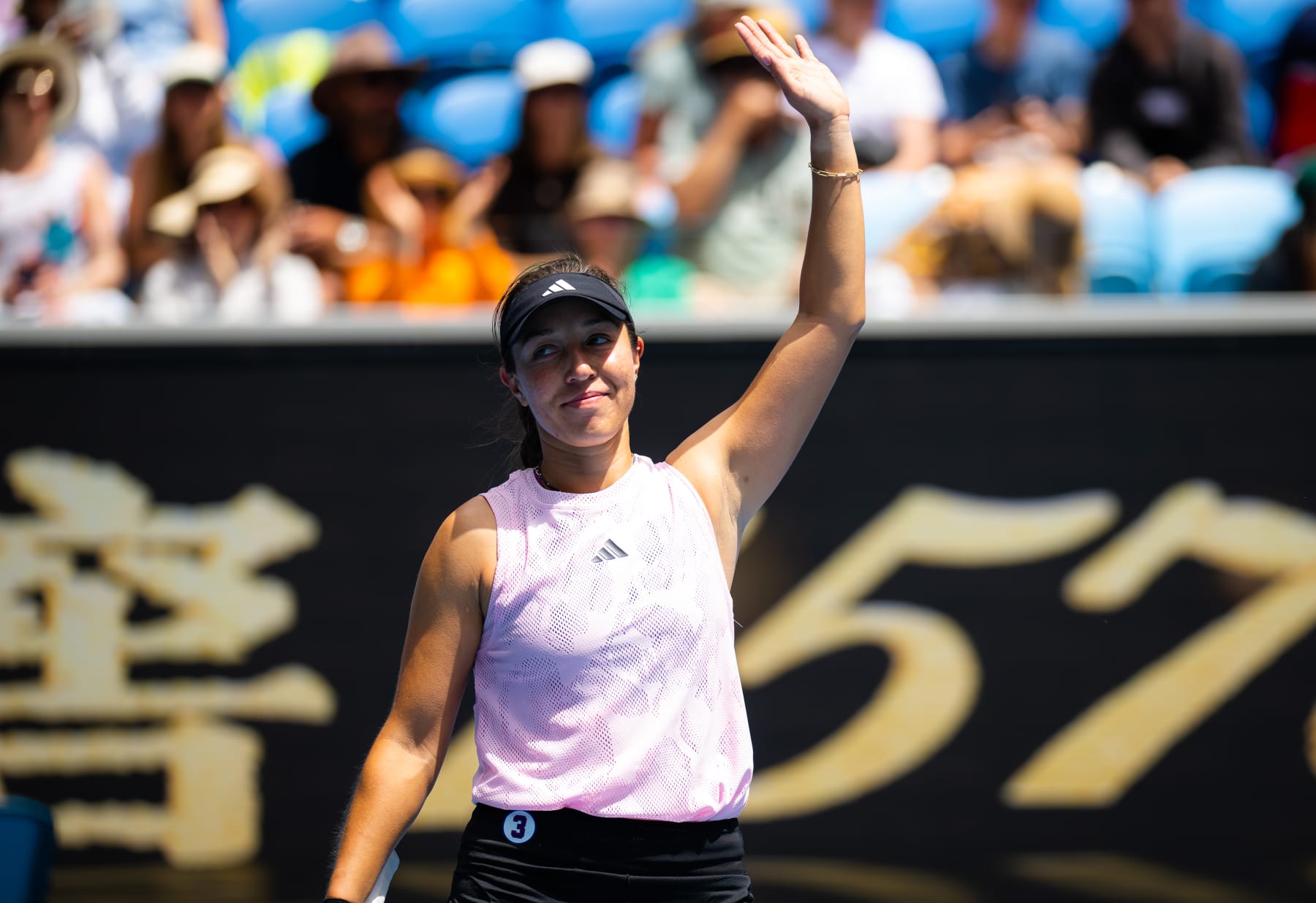 MELBOURNE, AUSTRALIA - JANUARY 16: Jessica Pegula of the United States celebrates defeating Jaqueline Cristian of Romania in her first round match on Day 1 of the 2023 Australian Open at Melbourne Park on January 16, 2023 in Melbourne, Australia (Photo by Robert Prange/Getty Images)