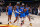 DENVER, CO - JANUARY 22: The Oklahoma City Thunder celebrate and walk off the court after beating the Denver Nuggets on January 22, 2023 at the Ball Arena in Denver, Colorado. NOTE TO USER: User expressly acknowledges and agrees that, by downloading and/or using this Photograph, user is consenting to the terms and conditions of the Getty Images License Agreement. Mandatory Copyright Notice: Copyright 2023 NBAE (Photo by Garrett Ellwood/NBAE via Getty Images)