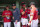FORT MYERS, FL - MARCH 6:  José Flores, Josh Winckowski #73 of the Boston Red Sox, Jorge Alfaro #38 of the Boston Red Sox, and Caleb Hamilton #77 of the Boston Red Sox react in the dugout before a Grapefruit League game against the Detroit Tigers on March 6, 2023 at JetBlue Park at Fenway South in Fort Myers, Florida. (Photo by Maddie Malhotra/Boston Red Sox/Getty Images)