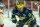 CLEVELAND, OH FEBRUARY 18: Adam Fantilli #19 of the Michigan Wolverines waits for the puck drop against the Ohio State Buckeyes during the third period of the Faceoff on the Lake NCAA ice hockey game at FirstEnergy Stadium on February 18, 2023 in Cleveland, OH. Ohio State won the game with a final score of 4-2. (Photo by Jaime Crawford/Getty Images)
