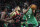 Boston, MA - April 5: Boston Celtics SG Jaylen Brown drives into Toronto Raptors SG Fred VanVleet in the first quarter. The Celtics defeated the Raptors, 97-93. (Photo by Erin Clark/The Boston Globe via Getty Images)