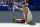 NEW YORK, USA:  September 2:   Carlos Alcaraz of Spain reacts after winning the point while slipping on the court during his match against Daniel Evans of Great Britain in the Men's Singles round three match on Arthur Ashe Stadium during the US Open Tennis Championship 2023 at the USTA National Tennis Centre on September 2nd, 2023 in Flushing, Queens, New York City.  (Photo by Tim Clayton/Corbis via Getty Images)