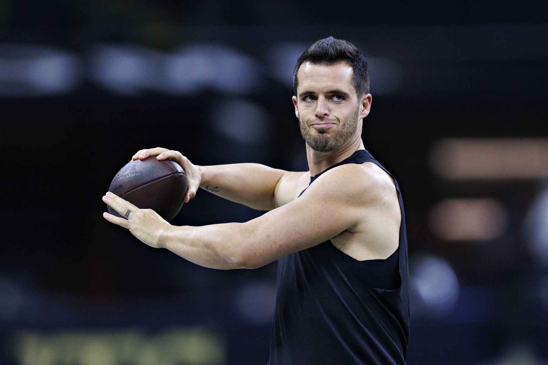 NEW ORLEANS, LOUISIANA - AUGUST 27: Derek Carr #4 of the New Orleans Saints warms up before the preseason sport in opposition to the Houston Texans at Caesars Superdome on August 27, 2023 in New Orleans, Louisiana. (Describe by Wesley Hitt/Getty Photos)
