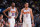 DENVER, CO - MAY 1:  Devin Booker #1 and Kevin Durant #35 of the Phoenix Suns look on during Round 2 Game 2 of the 2023 NBA Playoffs against the Denver Nuggets on May 1, 2023 at the Ball Arena in Denver, Colorado. NOTE TO USER: User expressly acknowledges and agrees that, by downloading and/or using this Photograph, user is consenting to the terms and conditions of the Getty Images License Agreement. Mandatory Copyright Notice: Copyright 2023 NBAE (Photo by Bart Young/NBAE via Getty Images)