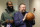 CAMDEN, NEW JERSEY - FEBRUARY 15: James Harden #1 (L) and president of basketball operations Daryl Morey of the Philadelphia 76ers look on during a press conference at the Seventy Sixers Practice Facility on February 15, 2022 in Camden, New Jersey. (Photo by Tim Nwachukwu/Getty Images) NOTE TO USER: User expressly acknowledges and agrees that, by downloading and or using this photograph, User is consenting to the terms and conditions of the Getty Images License Agreement.