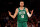 NEW YORK, NEW YORK - OCTOBER 25:  Kristaps Porzingis #8 of the Boston Celtics celebrates his three point shot in the first quarter against the New York Knicks at Madison Square Garden on October 25, 2023 in New York City. NOTE TO USER: User expressly acknowledges and agrees that, by downloading and or using this photograph, User is consenting to the terms and conditions of the Getty Images License Agreement. (Photo by Elsa/Getty Images)