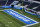 INGLEWOOD, CALIFORNIA - JANUARY 7: A general view of the Los Angeles Chargers logo in the end zone from an elevated position before a game against the Kansas City Chiefs at SoFi Stadium on January 7, 2024 in Inglewood, California. (Photo by Ric Tapia/Getty Images)