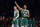 NEW YORK, NEW YORK - OCTOBER 25: (NEW YORK DAILIES OUT)  Jayson Tatum #0 and Kristaps Porzingis #8 of the Boston Celtics in action against the New York Knicks at Madison Square Garden on October 25, 2023 in New York City. The Celtics defeated the Knicks 108-104. NOTE TO USER: User expressly acknowledges and agrees that, by downloading and or using this photograph, User is consenting to the terms and conditions of the Getty Images License Agreement. (Photo by Jim McIsaac/Getty Images)