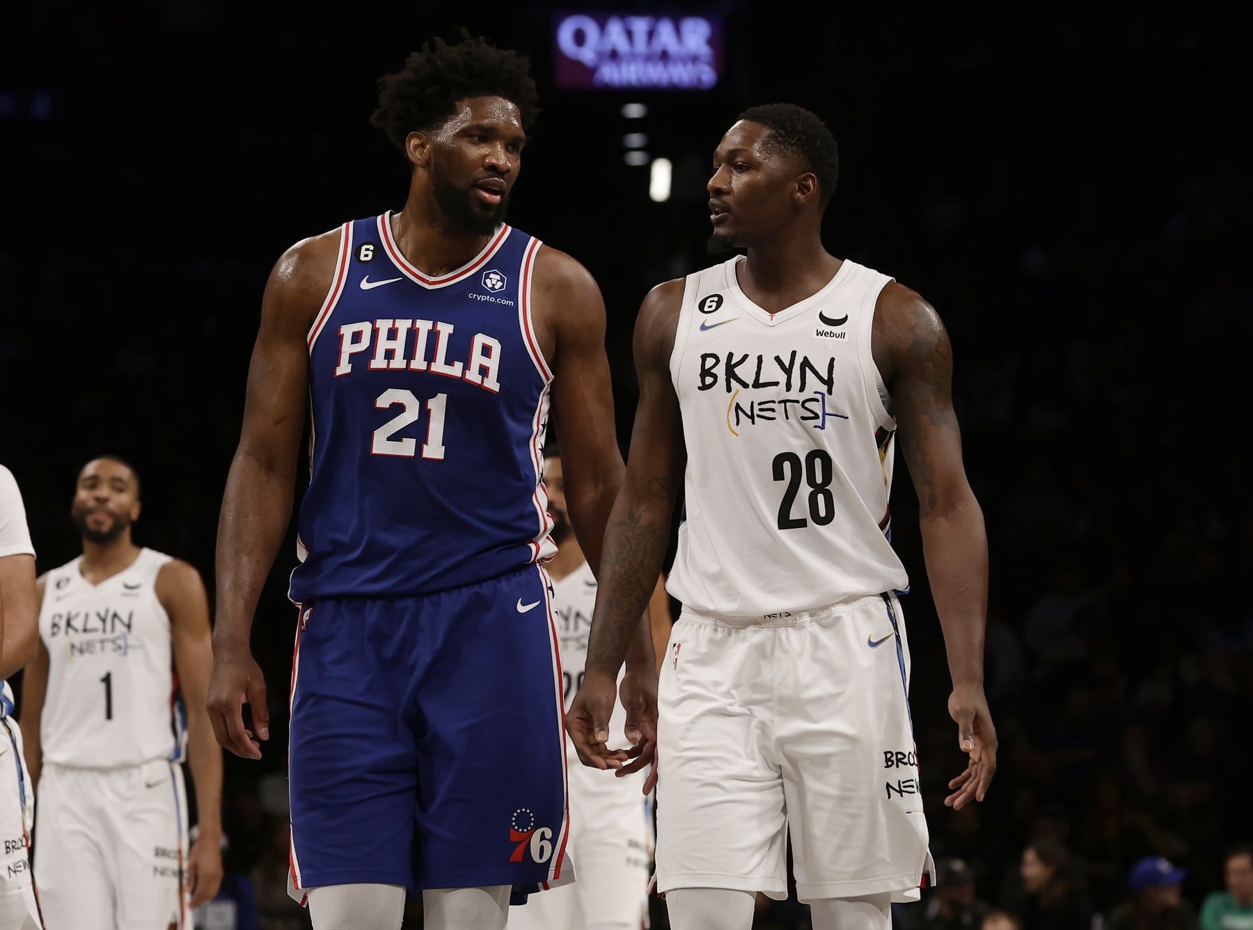 NEW YORK, NEW YORK - FEBRUARY 11: (NEW YORK DAILIES OUT) Joel Embiid #21 of the Philadelphia 76ers in action in opposition to Dorian Finney-Smith #28 of the Brooklyn Nets at Barclays Center on February 11, 2023 in Unique York City. The 76ers defeated the Nets 101-98. NOTE TO USER: User expressly acknowledges and concurs that, by downloading and or using this describe, User is consenting to the terms and stipulations of the Getty Photos License Settlement. (Photo by Jim McIsaac/Getty Photos)