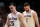 LAWRENCE, KANSAS - FEBRUARY 27:  Nicolas Timberlake #25 and Hunter Dickinson #1 of the Kansas Jayhawks walk off the court during a timeout late in the 2nd half of the game against the Brigham Young Cougars at Allen Fieldhouse on February 27, 2024 in Lawrence, Kansas. BYU defeated Kansas with a final score of 76-68. (Photo by Jamie Squire/Getty Images)