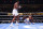 RIYADH, SAUDI ARABIA - MARCH 8: Anthony Joshua knocks down Francis N'Gannou for the 1st time during their Heavyweight Contest at Kingdom Arena on March 8, 2024 in Riyadh, Saudi Arabia. (Photo by Mark Robinson/Matchroom Boxing via Getty Images)