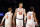 NEW YORK, NEW YORK - JANUARY 09: Isaiah Hartenstein #55 reacts with Donte DiVincenzo #0 and Jalen Brunson #11 of the New York Knicks during the first half against the Portland Trail Blazers at Madison Square Garden on January 09, 2024 in New York City. NOTE TO USER: User expressly acknowledges and agrees that, by downloading and/or using this Photograph, user is consenting to the terms and conditions of the Getty Images License Agreement. (Photo by Sarah Stier/Getty Images)