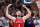 LAWRENCE, KANSAS - MARCH 05: Hunter Dickinson #1 of the Kansas Jayhawks reacts after scoring during the 1st half of the game against the Kansas State Wildcats at Allen Fieldhouse on March 05, 2024 in Lawrence, Kansas. (Photo by Jamie Squire/Getty Images)