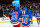 NEW YORK, NEW YORK - MARCH 26: Mika Zibanejad #93 and Artemi Panarin #10 of the New York Rangers celebrate after a 6-5 win in overtime against the Philadelphia Flyers at Madison Square Garden on March 26, 2024 in New York City. (Photo by Jared Silber/NHLI via Getty Images)