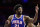 PHILADELPHIA, PENNSYLVANIA - APRIL 25: Joel Embiid #21 of the Philadelphia 76ers reacts during the fourth quarter against the New York Knicks during game three of the Eastern Conference First Round Playoffs at the Wells Fargo Center on April 25, 2024 in Philadelphia, Pennsylvania. NOTE TO USER: User expressly acknowledges and agrees that, by downloading and/or using this Photograph, user is consenting to the terms and conditions of the Getty Images License Agreement. (Photo by Tim Nwachukwu/Getty Images)
