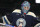 COLUMBUS, OHIO - APRIL 16: Elvis Merzlikins #90 of the Columbus Blue Jackets warms up prior to a game against the Carolina Hurricanes at Nationwide Arena on April 16, 2024 in Columbus, Ohio. (Photo by Jason Mowry/Getty Images)