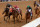 LOUISVILLE, KENTUCKY - MAY 04: Mystik Dan #3, ridden by jockey Brian J. Hernandez Jr. crosses the finish line ahead of Sierra Leone #2, ridden by jockey Tyler Gaffalione and Forever Young, ridden by jockey Ryusei Sakai to win the 150th running of the Kentucky Derby at Churchill Downs on May 04, 2024 in Louisville, Kentucky. (Photo by Michael Reaves/Getty Images)