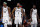 NEW YORK, NEW YORK - MARCH 19: Nic Claxton #33, Mikal Bridges #1, and Dorian Finney-Smith #28 of the Brooklyn Nets look on during the second half against the New Orleans Pelicans at Barclays Center on March 19, 2024 in the Brooklyn borough of New York City. NOTE TO USER: User expressly acknowledges and agrees that, by downloading and/or using this Photograph, user is consenting to the terms and conditions of the Getty Images License Agreement. (Photo by Sarah Stier/Getty Images)