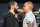 NEWARK, NEW JERSEY - MAY 30: (L-R) Opponents Islam Makhachev of Russia and Dustin Poirier face off during the UFC 302 press conference at Prudential Center on May 30, 2024 in Newark, New Jersey. (Photo by Jeff Bottari/Zuffa LLC via Getty Images)