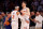 NEW YORK, NEW YORK - MAY 19: Josh Hart #3 and Isaiah Hartenstein #55 of the New York Knicks meet in the fourth quarter against the Indiana Pacers in Game Seven of the Eastern Conference Second Round Playoffs at Madison Square Garden on May 19, 2024 in New York City. NOTE TO USER: User expressly acknowledges and agrees that, by downloading and or using this photograph, User is consenting to the terms and conditions of the Getty Images License Agreement. (Photo by Elsa/Getty Images)