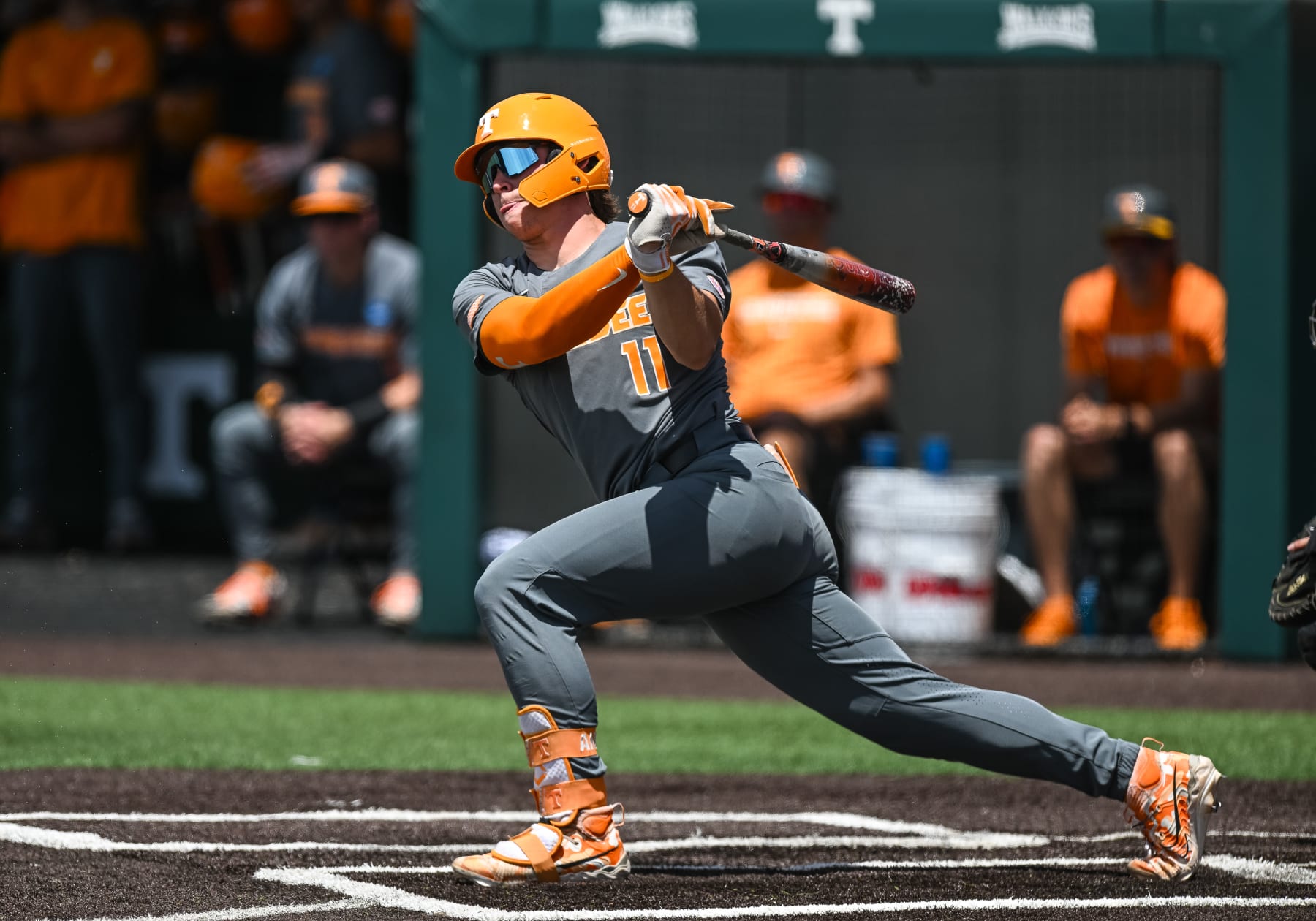 KNOXVILLE, TN - JUNE 07: Tennessee infielder Billy Amick (11) takes a swing all thru the NCAA Males's Baseball Enormous Regional recreation between the Tennessee Volunteers and the Evansville Aces on June 8, 2024, at Lindsey Nelson Stadium in Knoxville, TN. (Portray by Bryan Lynn/Icon Sportswire through Getty Pictures)