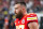 LAS VEGAS, NEVADA - FEBRUARY 11: Travis Kelce #87 of the Kansas City Chiefs looks on pregame before Super Bowl LVIII against the San Francisco 49ers at Allegiant Stadium on February 11, 2024 in Las Vegas, Nevada. (Photo by Luke Hales/Getty Images)