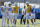 EL SEGUNDO, CALIFORNIA - JULY 29: Quarterbacks Easton Stick #2 and Justin Herbert #10 during a training session at The Bolt on July 29, 2024 in El Segundo, California. (Photo by Kevork Djansezian/Getty Images)