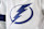 PHILADELPHIA, PENNSYLVANIA - JANUARY 23:  A view of the jersey logo of the Tampa Bay Lightning during an NHL game against the Philadelphia Flyers at the Wells Fargo Center on January 23, 2024 in Philadelphia, Pennsylvania.  (Photo by Len Redkoles/NHLI via Getty Images)