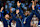 TOPSHOT - Gold medalists Stephen Curry (left) (USA) No. 04, LeBron James (USA) No. 06 and their teammates celebrate on the podium after the men's gold medal basketball game between France and the USA during the Paris 2024 Olympic Games at Bercy Arena in Paris on August 10, 2024. (Photo by Aris MESSINIS / AFP) (Photo by ARIS MESSINIS/AFP via Getty Images)