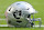 MIAMI GARDENS, FL - NOVEMBER 19: a Las Vegas Raiders helmet rests on the field before the game between the Las Vegas Raiders and the Miami Dolphins on Sunday, November 19, 2023 at Hard Rock Stadium, Miami, Fla. (Photo by Peter Joneleit/Icon Sportswire via Getty Images)