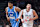 Serbia's Nikola Jokic (R) and Greece's Giannis Antetokounmpo run during a pre-Olimpic friendly basketball game between Serbia and Greece at the Belgrade Arena in Belgrade on July 22, 2024. After winning three MVP titles and one NBA championship, Nikola Jokic stands on the threshold of securing eternal glory in Serbia if he can bring home an Olympic gold medal to the basketball-mad country. Jokic's return to international competition comes a year after he skipped the Basketball World Cup in the Philippines, where Serbia finished second after a nail-biting 83-77 loss to Germany in the final. (Photo by OLIVER BUNIC / AFP) / TO GO WITH A STORY by David Stout (Photo by OLIVER BUNIC/AFP via Getty Images)
