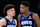 CHARLOTTE, NORTH CAROLINA - JANUARY 19: (L-R) LaMelo Ball #1 of the Charlotte Hornets reacts with Brandon Miller #24 in the first quarter during their game against the San Antonio Spurs at Spectrum Center on January 19, 2024 in Charlotte, North Carolina. NOTE TO USER: User expressly acknowledges and agrees that, by downloading and or using this photograph, User is consenting to the terms and conditions of the Getty Images License Agreement. (Photo by Jacob Kupferman/Getty Images)