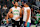 CHARLOTTE, NC - APRIL 01: Jayson Tatum #0 of the Boston Celtics and Grant Williams #2 of the Charlotte Hornets talk before the game on April 1, 2024 at the Spectrum Center in Charlotte, North Carolina. NOTE TO USER: User expressly acknowledges and agrees that by downloading and/or using this photograph, user agrees to the terms of the Getty Images License Agreement. Mandatory Copyright Notice: Copyright 2024 NBAE (Photo by Kent Smith/NBAE via Getty Images)