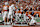 AUSTIN, TX - SEPTEMBER 21: Texas Longhorns offensive lineman Kelvin Banks Jr. (78) holds up the touchdown signal after his teammate Texas Longhorns running back Jaydon Blue (23) scores another touchdown during the college football game between Texas Longhorns and University of Louisiana Monroe Warhawks on September 21, 2024, at Darrell K Royal - Texas Memorial Stadium in Austin, TX. (Photo by David Buono/Icon Sportswire via Getty Images)