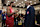 CLEVELAND, OH - FEBRUARY 20: Joel Embiid #21 of the Philadelphia 76ers talks to NBA Legend, Kevin Garnett during the NBA 75 Group Photo as part of the 2022 NBA All Star Weekend on February 20, 2022 at Rocket Mortgage FieldHouse in Cleveland, Ohio. NOTE TO USER: User expressly acknowledges and agrees that, by downloading and/or using this Photograph, user is consenting to the terms and conditions of the Getty Images License Agreement. Mandatory Copyright Notice: Copyright 2022 NBAE (Photo by Michael J. LeBrecht II/NBAE via Getty Images)