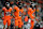 CORVALLIS, OREGON - OCTOBER 19: Jeremiah Noga #18, Anthony Hankerson #0, and Gevani McCoy #4 of the Oregon State Beavers looks on during the first half against the UNLV Rebels at Reser Stadium on October 19, 2024 in Corvallis, Oregon. (Photo by Soobum Im/Getty Images)