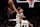 Boston, MA - February 9: Boston Celtics C Kristaps Porzingis blocks the shot of Washington Wizards SF Bilal Coulibaly in the first quarter. The Celtics beat the Wizards, 133-129. (Photo by Barry Chin/The Boston Globe via Getty Images)